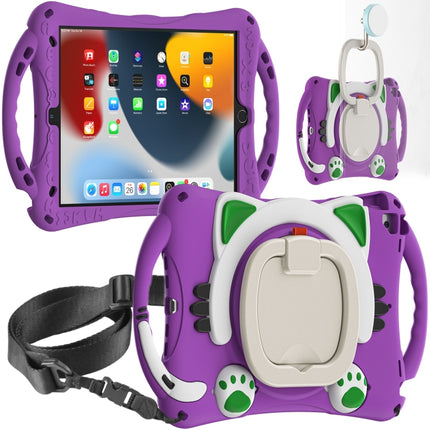 Niedliche Cat King Kids Stoßfeste EVA-Schutzhülle mit Halterung &amp; Schultergurt &amp; Griff, für iPad 9.7 2018 / 2017 / Air / Air 2 / Pro 9.7, für iPad 10.2 2019 / 2020 / 2021 / Pro 10.5, für iPad mini 6 / mini 2024, für iPad mini 6