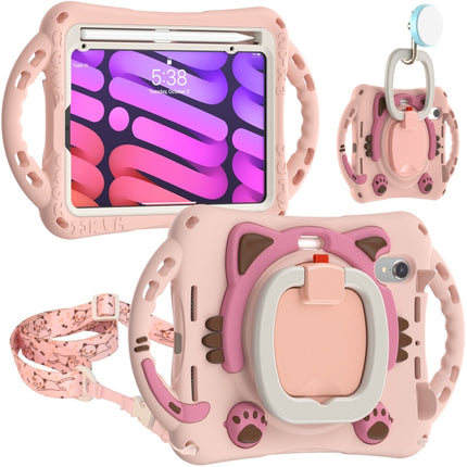 Niedliche Cat King Kids Stoßfeste EVA-Schutzhülle mit Halterung &amp; Schultergurt &amp; Griff, für iPad 9.7 2018 / 2017 / Air / Air 2 / Pro 9.7, für iPad 10.2 2019 / 2020 / 2021 / Pro 10.5, für iPad mini 6 / mini 2024, für iPad mini 6