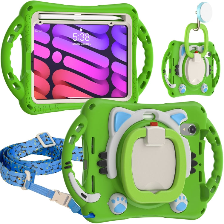 Funda protectora de EVA a prueba de golpes para niños con diseño de gato lindo, con soporte, correa para el hombro y asa, para iPad 9.7 2018/2017/Air/Air 2/Pro 9.7, para iPad 10.2 2019/2020/2021/Pro 10.5, para iPad mini 6/mini 2024, para iPad mini 6