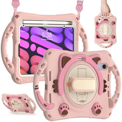 Cute Cat King Kids Shockproof EVA Protective Case with Holder & Shoulder Strap & Handle, For iPad mini 6 / mini 2024