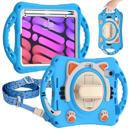 Bonita funda protectora de EVA a prueba de golpes para niños Cat King con soporte, correa para el hombro y asa, para iPad mini 6 / mini 2024