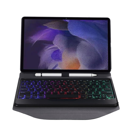 BA08S Backlight Diamond Texture Bluetooth Keyboard Leather Case with Triangle Back Support For Samsung Galaxy Tab A8 2021 SM-X205 / SM-X200