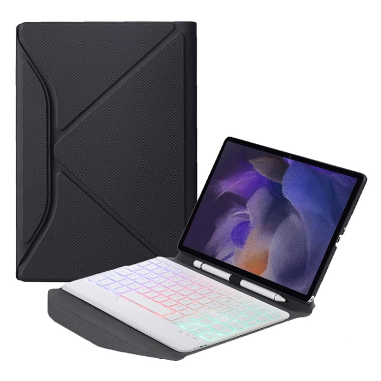 BA08S Backlight Diamond Texture Bluetooth Keyboard Leather Case with Triangle Back Support For Samsung Galaxy Tab A8 2021 SM-X205 / SM-X200