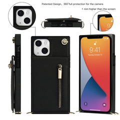 Cross-body Zipper Square Phone Case with Holder, For iPhone 13 mini, For iPhone 13, For iPhone 13 Pro, For iPhone 13 Pro Max