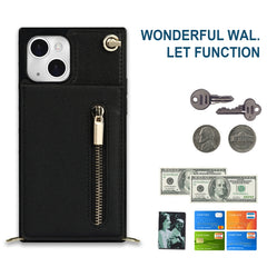 Cross-body Zipper Square Phone Case with Holder, For iPhone 13 mini, For iPhone 13, For iPhone 13 Pro, For iPhone 13 Pro Max