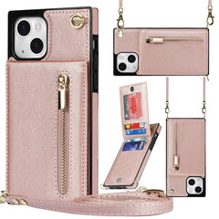 Cross-body Zipper Square Phone Case with Holder, For iPhone 13 mini, For iPhone 13, For iPhone 13 Pro, For iPhone 13 Pro Max