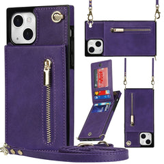 Cross-body Zipper Square Phone Case with Holder, For iPhone 13 mini, For iPhone 13, For iPhone 13 Pro, For iPhone 13 Pro Max