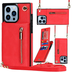 Cross-body Zipper Square Phone Case with Holder, For iPhone 13 mini, For iPhone 13, For iPhone 13 Pro, For iPhone 13 Pro Max