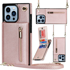 Cross-body Zipper Square Phone Case with Holder, For iPhone 13 mini, For iPhone 13, For iPhone 13 Pro, For iPhone 13 Pro Max