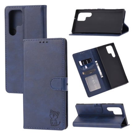 Embossed Happy Cat Pattern Leather Phone Case, For Samsung Galaxy S22 Ultra 5G, For Samsung Galaxy A13 5G, For Samsung Galaxy A33 5G, For Samsung Galaxy A53