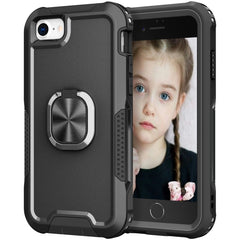 3 in 1 PC + TPU Phone Case with Ring Holder, For iPhone SE 2022 / SE 2020 / 8 / 7, For iPhone 8 Plus & 7 Plus, For iPhone 11, For iPhone 11 Pro