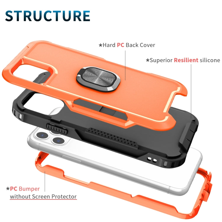 3 in 1 PC + TPU Phone Case with Ring Holder, For iPhone 11 Pro Max, For iPhone XR, For iPhone XS Max, For iPhone 13 mini