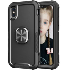 3 in 1 PC + TPU Phone Case with Ring Holder, For iPhone X & XS, For iPhone XR, For iPhone XS Max, For iPhone 13 mini, For iPhone 12 mini