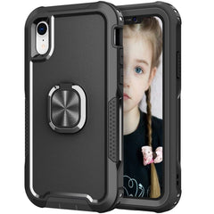 3 in 1 PC + TPU Phone Case with Ring Holder, For iPhone X & XS, For iPhone XR, For iPhone XS Max, For iPhone 13 mini, For iPhone 12 mini