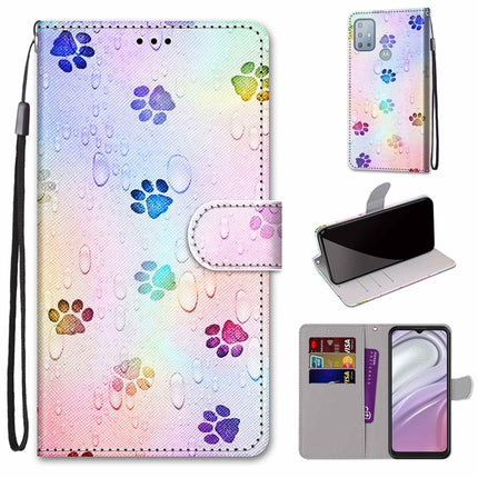 Coloured Drawing Cross Texture Horizontal Flip Leather Phone Case with Holder & Card Slots & Wallet & Lanyard, For Motorola Moto G10/G20/G30