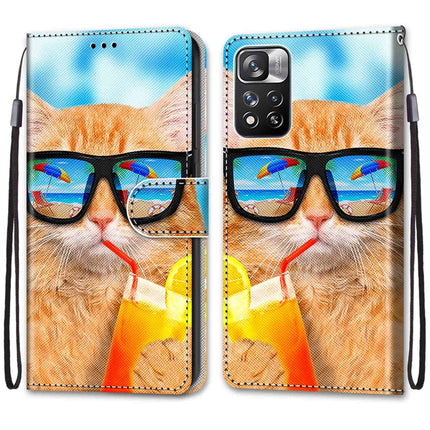 Coloured Drawing Cross Texture Horizontal Flip Leather Phone Case with Holder & Card Slots & Wallet & Lanyard, For Xiaomi Redmi Note 11 Pro/11 Pro+