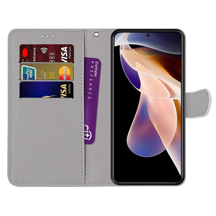 Coloured Drawing Cross Texture Horizontal Flip Leather Phone Case with Holder & Card Slots & Wallet & Lanyard, For Xiaomi Redmi Note 11 Pro/11 Pro+