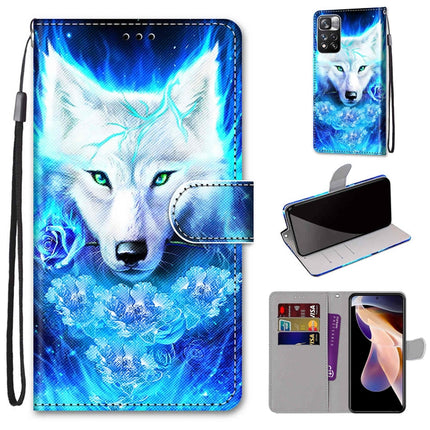 Coloured Drawing Cross Texture Horizontal Flip Leather Phone Case with Holder & Card Slots & Wallet & Lanyard, For Xiaomi Redmi Note 11 Pro/11 Pro+