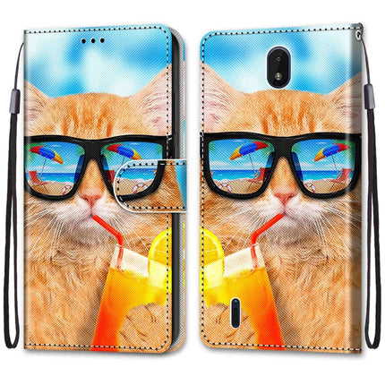 Coloured Drawing Cross Texture Horizontal Flip Leather Phone Case with Holder & Card Slots & Wallet & Lanyard, For Nokia C01 Plus
