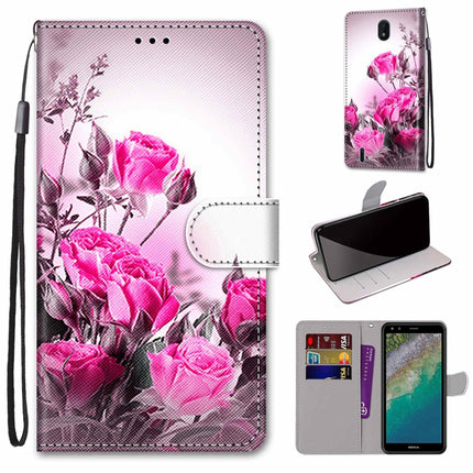Coloured Drawing Cross Texture Horizontal Flip Leather Phone Case with Holder & Card Slots & Wallet & Lanyard, For Nokia C01 Plus
