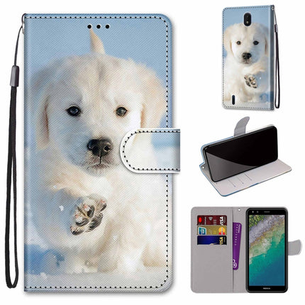 Coloured Drawing Cross Texture Horizontal Flip Leather Phone Case with Holder & Card Slots & Wallet & Lanyard, For Nokia C01 Plus