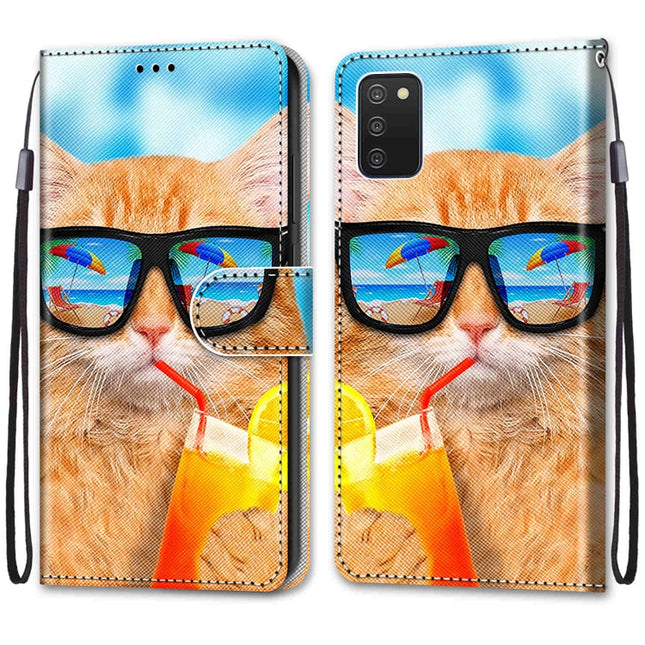 Coloured Drawing Cross Texture Horizontal Flip Leather Phone Case with Holder & Card Slots & Wallet & Lanyard, For Samsung Galaxy A03s 166mm Version