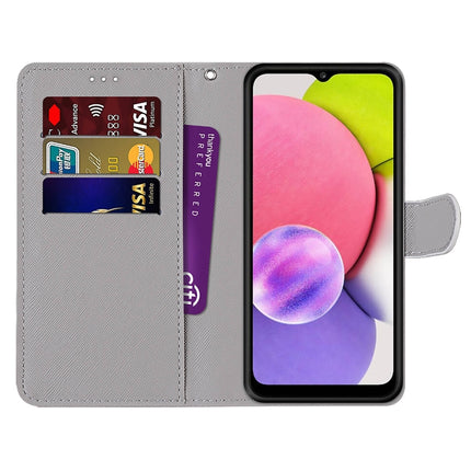 Coloured Drawing Cross Texture Horizontal Flip Leather Phone Case with Holder & Card Slots & Wallet & Lanyard, For Samsung Galaxy A03s 166mm Version