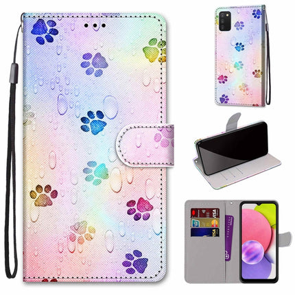 Coloured Drawing Cross Texture Horizontal Flip Leather Phone Case with Holder & Card Slots & Wallet & Lanyard, For Samsung Galaxy A03s 166mm Version