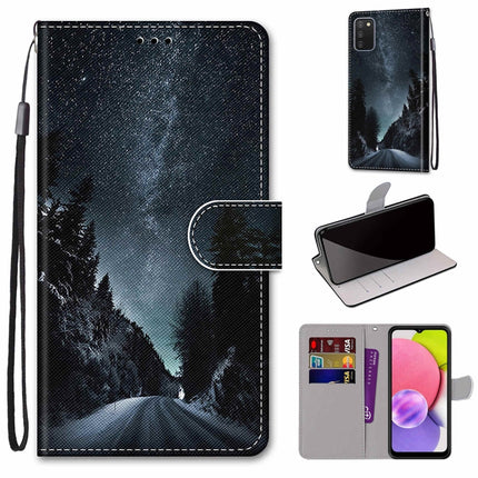 Coloured Drawing Cross Texture Horizontal Flip Leather Phone Case with Holder & Card Slots & Wallet & Lanyard, For Samsung Galaxy A03s 166mm Version