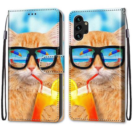 Coloured Drawing Cross Texture Horizontal Flip Leather Phone Case with Holder & Card Slots & Wallet & Lanyard, For Samsung Galaxy A13 4G