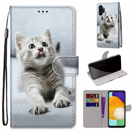 Coloured Drawing Cross Texture Horizontal Flip Leather Phone Case with Holder & Card Slots & Wallet & Lanyard, For Samsung Galaxy A13 4G