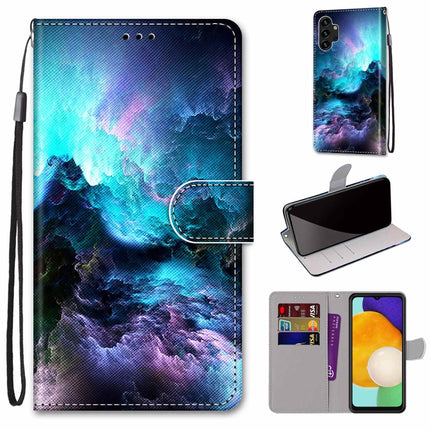 Coloured Drawing Cross Texture Horizontal Flip Leather Phone Case with Holder & Card Slots & Wallet & Lanyard, For Samsung Galaxy A13 4G