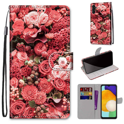 Coloured Drawing Cross Texture Horizontal Flip Leather Phone Case with Holder & Card Slots & Wallet & Lanyard, For Samsung Galaxy A13 5G