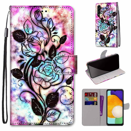Coloured Drawing Cross Texture Horizontal Flip Leather Phone Case with Holder & Card Slots & Wallet & Lanyard, For Samsung Galaxy A13 5G