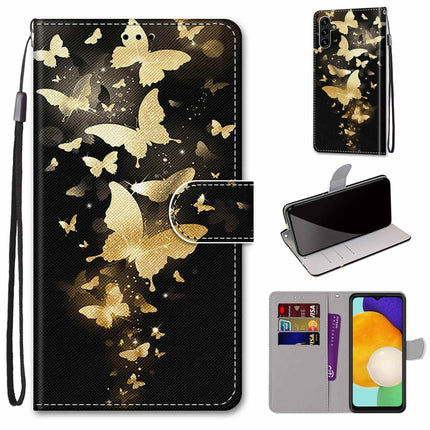 Coloured Drawing Cross Texture Horizontal Flip Leather Phone Case with Holder & Card Slots & Wallet & Lanyard, For Samsung Galaxy A13 5G