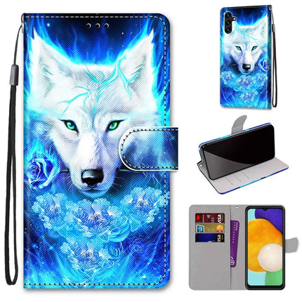 Coloured Drawing Cross Texture Horizontal Flip Leather Phone Case with Holder & Card Slots & Wallet & Lanyard, For Samsung Galaxy A13 5G