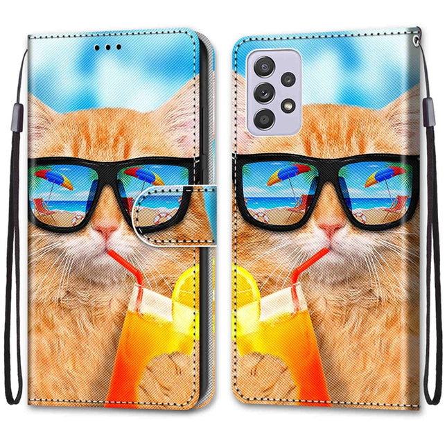 Coloured Drawing Cross Texture Horizontal Flip Leather Phone Case with Holder & Card Slots & Wallet & Lanyard, For Samsung Galaxy A33 5G