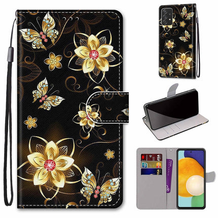 Coloured Drawing Cross Texture Horizontal Flip Leather Phone Case with Holder & Card Slots & Wallet & Lanyard, For Samsung Galaxy A53 5G