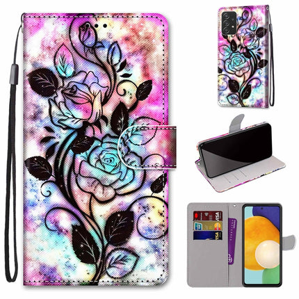 Coloured Drawing Cross Texture Horizontal Flip Leather Phone Case with Holder & Card Slots & Wallet & Lanyard, For Samsung Galaxy A53 5G