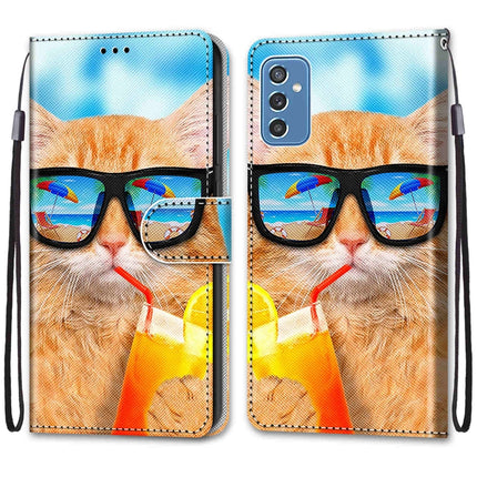 Coloured Drawing Cross Texture Horizontal Flip Leather Phone Case with Holder & Card Slots & Wallet & Lanyard, For Samsung Galaxy M52 5G