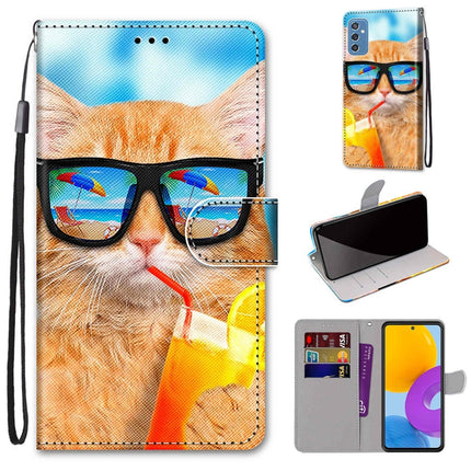 Coloured Drawing Cross Texture Horizontal Flip Leather Phone Case with Holder & Card Slots & Wallet & Lanyard, For Samsung Galaxy M52 5G