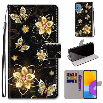 Coloured Drawing Cross Texture Horizontal Flip Leather Phone Case with Holder & Card Slots & Wallet & Lanyard, For Samsung Galaxy M52 5G