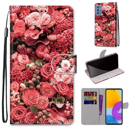 Coloured Drawing Cross Texture Horizontal Flip Leather Phone Case with Holder & Card Slots & Wallet & Lanyard, For Samsung Galaxy M52 5G
