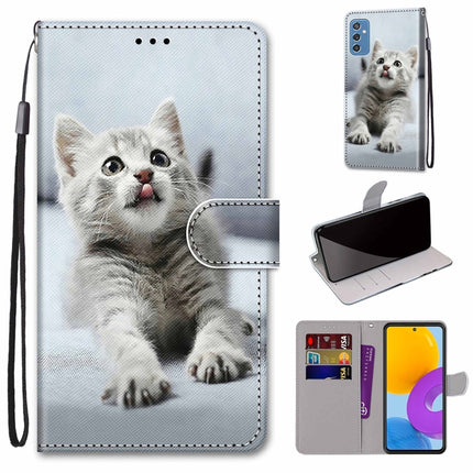 Coloured Drawing Cross Texture Horizontal Flip Leather Phone Case with Holder & Card Slots & Wallet & Lanyard, For Samsung Galaxy M52 5G