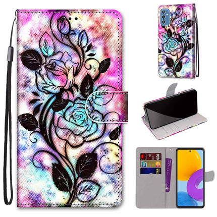 Coloured Drawing Cross Texture Horizontal Flip Leather Phone Case with Holder & Card Slots & Wallet & Lanyard, For Samsung Galaxy M52 5G