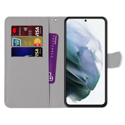 Coloured Drawing Cross Texture Horizontal Flip Leather Phone Case with Holder & Card Slots & Wallet & Lanyard, For Samsung Galaxy S22 5G