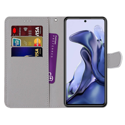 Coloured Drawing Cross Texture Horizontal Flip Leather Phone Case with Holder & Card Slots & Wallet & Lanyard, For Xiaomi 11T / 11T Pro