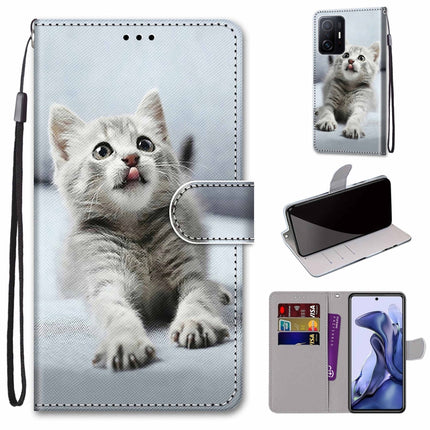 Coloured Drawing Cross Texture Horizontal Flip Leather Phone Case with Holder & Card Slots & Wallet & Lanyard, For Xiaomi 11T / 11T Pro