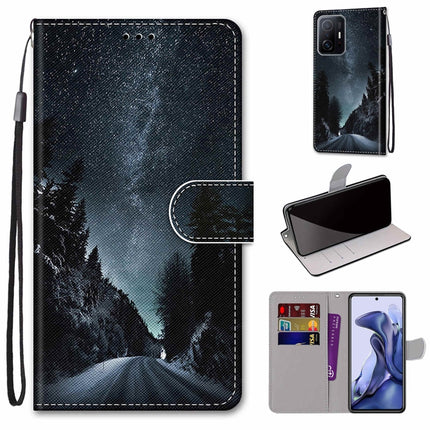 Coloured Drawing Cross Texture Horizontal Flip Leather Phone Case with Holder & Card Slots & Wallet & Lanyard, For Xiaomi 11T / 11T Pro