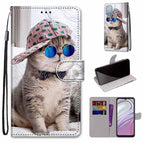 For Motorola Moto G10 / G20 / G30 / Oblique Hat Blue Mirror Cat